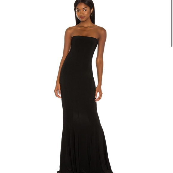 Norma Kamali Black Strapless Fishtail Gown - Picture 1 of 5